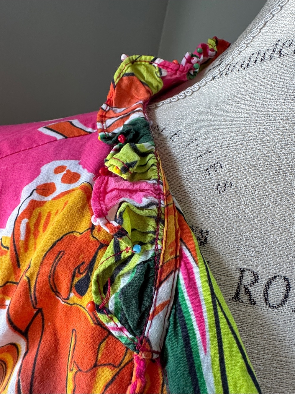 Anthropologie Roopa Pemmaraju dopamine tropical beaded ruffle mini dress Small - Picture 5 of 12